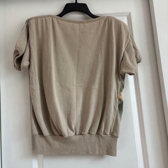 Vintage Maria Kim Women’s Cat Printed Sweater Top Sz L Artsy Tan Quirky - Picture 2 of 13